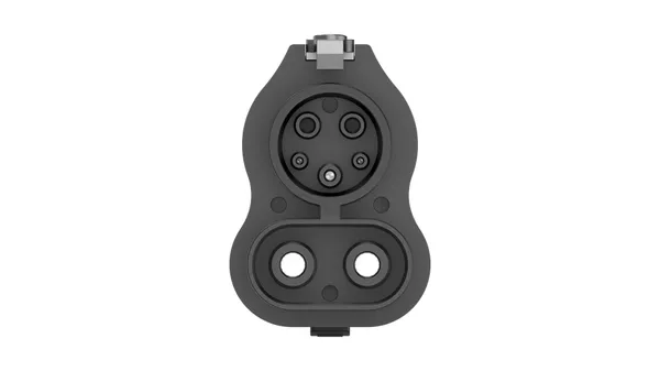 CCS EV charging adapter, front view