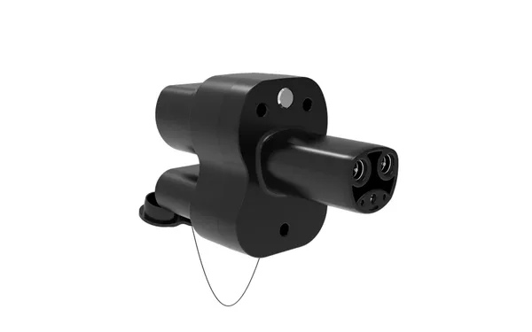 CCS EV charging adapter, side view